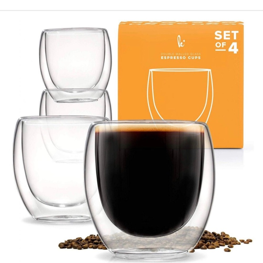 Espresso glasses- double walled by Kitchables, Set of 4!!!    2.7 oz